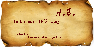 Ackerman Bódog névjegykártya