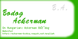 bodog ackerman business card